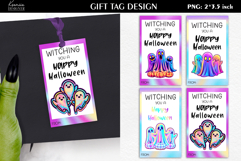 Halloween Cute Neon Ghost| Iridescent Printable Gift Tag Product Image 1