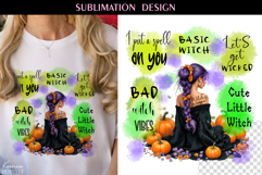 Watercolor Halloween Funny Quotes |Witch T shirt Sublimation Product Image 1