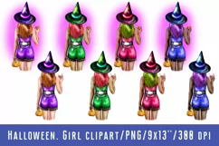 Witch Girl Clipart Halloween Clipart Clipart Masquerade PNG Product Image 1