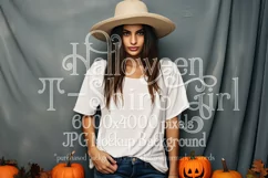 Halloween T-Shirt Mockup Women, White T-Shirt Mockup, d21 Product Image 1