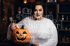 Halloween T-Shirt Mockup Women, White T-Shirt Mockup, d23 Product Image 1