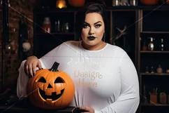 Halloween T-Shirt Mockup Women, White T-Shirt Mockup, d23 Product Image 2