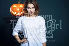 Halloween T-Shirt Mockup Women, White T-Shirt Mockup, d24 Product Image 1