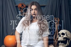 Halloween T-Shirt Mockup Women, White T-Shirt Mockup, d25 Product Image 1