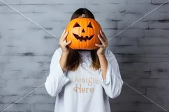 Halloween T-Shirt Mockup Women, White T-Shirt Mockup, d26 Product Image 2