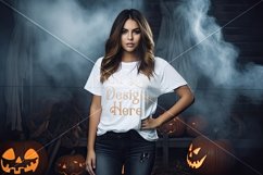 Halloween T-Shirt Mockup Women, White T-Shirt Mockup, d28 Product Image 2