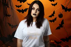 Halloween T-Shirt Mockup Women, White T-Shirt Mockup, d31 Product Image 2