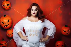 Halloween T-Shirt Mockup Women, White T-Shirt Mockup, d32 Product Image 2