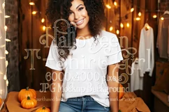 Halloween T-Shirt Mockup Women, White T-Shirt Mockup, d34 Product Image 1