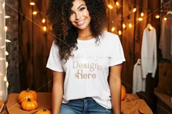 Halloween T-Shirt Mockup Women, White T-Shirt Mockup, d34 Product Image 2