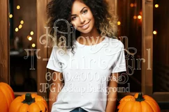 Halloween T-Shirt Mockup Women, White T-Shirt Mockup, d35 Product Image 1