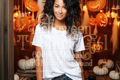 Halloween T-Shirt Mockup Women, White T-Shirt Mockup, d36 Product Image 1