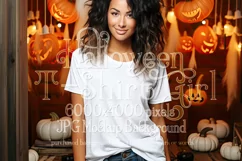 Halloween T-Shirt Mockup Women, White T-Shirt Mockup, d36 Product Image 1