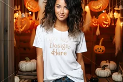 Halloween T-Shirt Mockup Women, White T-Shirt Mockup, d36 Product Image 2