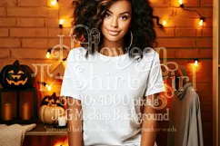 Halloween T-Shirt Mockup Women, White T-Shirt Mockup, d38 Product Image 1