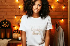 Halloween T-Shirt Mockup Women, White T-Shirt Mockup, d38 Product Image 2