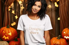 Halloween T-Shirt Mockup Women, White T-Shirt Mockup, d39 Product Image 2