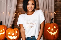 Halloween T-Shirt Mockup Women, White T-Shirt Mockup, d40 Product Image 2