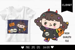 Halloween witch kid girl kawaii clipart trick or treat night Product Image 1