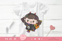 Halloween witch kid girl kawaii clipart trick or treat night Product Image 5