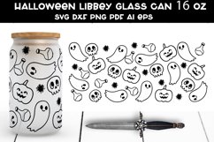 Halloween Libbey Glass Can SVG. Ghost Glass Can Wrap SVG. Product Image 1