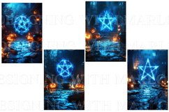 Halloween Backgrounds, Blue Glowing Pentagram Backgrounds s1 Product Image 2