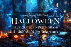 Halloween Backgrounds, Blue Glowing Pentagram Backgrounds s2 Product Image 1