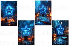 Halloween Backgrounds, Blue Glowing Pentagram Backgrounds s2 Product Image 2