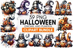 Halloween Gnome And Pumpkin Sublimation - Clipart PNG Bundle Product Image 1