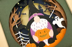 Halloween Gnome 3D Shadow Box SVG Layered Paper Cut Template Product Image 4