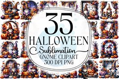 Halloween Gnome Sublimation - Clipart PNG Bundle Product Image 1