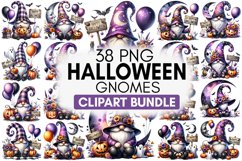 Halloween gnome clipart, Halloween sublimation clipart set Product Image 1