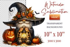 Discover a cozy Halloween gnome watercolor clipart perfect for autumn designs. Ideal for scrapbooking, greeting cards, and festive decorations. Add a touch of mystery to your creative projects!