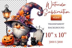 Discover a cozy Halloween gnome watercolor clipart perfect for autumn designs. Ideal for scrapbooking, greeting cards, and festive decorations. Add a touch of mystery to your creative projects!