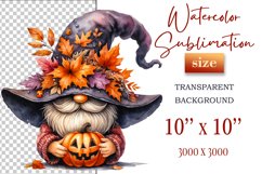 Discover a cozy Halloween gnome watercolor clipart perfect for autumn designs. Ideal for scrapbooking, greeting cards, and festive decorations. Add a touch of mystery to your creative projects!