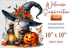 Discover a cozy Halloween gnome watercolor clipart perfect for autumn designs. Ideal for scrapbooking, greeting cards, and festive decorations. Add a touch of mystery to your creative projects!