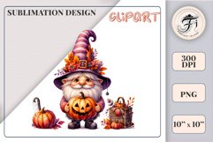Discover a cozy Halloween gnome watercolor clipart perfect for autumn designs. Ideal for scrapbooking, greeting cards, and festive decorations. Add a touch of mystery to your creative projects!