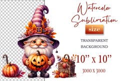 Discover a cozy Halloween gnome watercolor clipart perfect for autumn designs. Ideal for scrapbooking, greeting cards, and festive decorations. Add a touch of mystery to your creative projects!