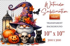 Discover a cozy Halloween gnome watercolor clipart perfect for autumn designs. Ideal for scrapbooking, greeting cards, and festive decorations. Add a touch of mystery to your creative projects!