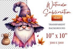 Discover a cozy Halloween gnome watercolor clipart perfect for autumn designs. Ideal for scrapbooking, greeting cards, and festive decorations. Add a touch of mystery to your creative projects!