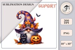 Discover a cozy Halloween gnome watercolor clipart perfect for autumn designs. Ideal for scrapbooking, greeting cards, and festive decorations. Add a touch of mystery to your creative projects!