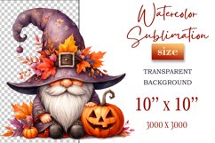 Discover a cozy Halloween gnome watercolor clipart perfect for autumn designs. Ideal for scrapbooking, greeting cards, and festive decorations. Add a touch of mystery to your creative projects!