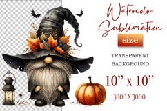 Discover a cozy Halloween gnome watercolor clipart perfect for autumn designs. Ideal for scrapbooking, greeting cards, and festive decorations. Add a touch of mystery to your creative projects!