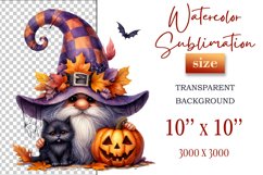 Discover a cozy Halloween gnome watercolor clipart perfect for autumn designs. Ideal for scrapbooking, greeting cards, and festive decorations. Add a touch of mystery to your creative projects!
