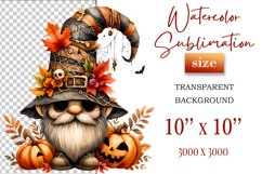 Discover a cozy Halloween gnome watercolor clipart perfect for autumn designs. Ideal for scrapbooking, greeting cards, and festive decorations. Add a touch of mystery to your creative projects!