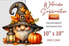 Discover a cozy Halloween gnome watercolor clipart perfect for autumn designs. Ideal for scrapbooking, greeting cards, and festive decorations. Add a touch of mystery to your creative projects!