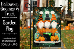 Halloween Gnome Garden Flag, Gnomes in Pickup Truck, d10 Product Image 1