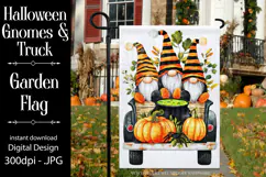 Halloween Gnome Garden Flag, Gnomes in Pickup Truck, d12 Product Image 1
