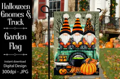 Halloween Gnome Garden Flag, Gnomes in Pickup Truck, d14 Product Image 1