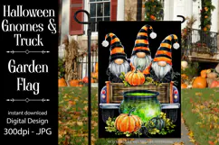 Halloween Gnome Garden Flag, Gnomes in Pickup Truck, d3 Product Image 1